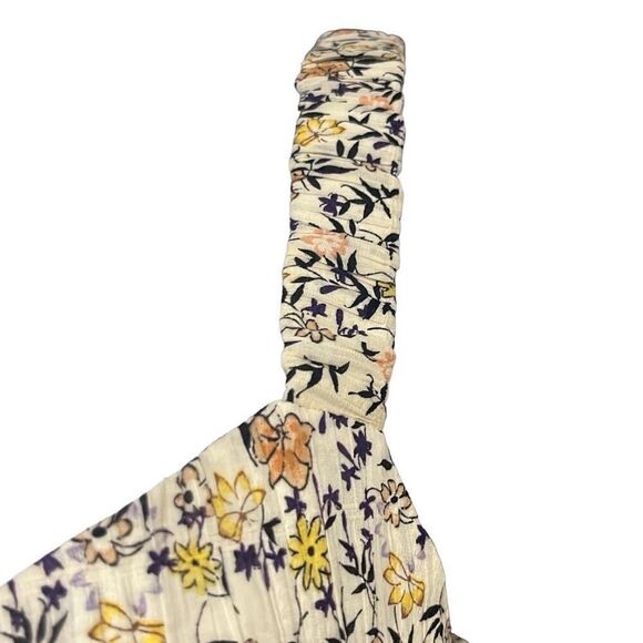 Minkpink Surrey Crop Top Cream Yellow Floral Side Zip Smocked Medium NWT Boho - Picture 5 of 12